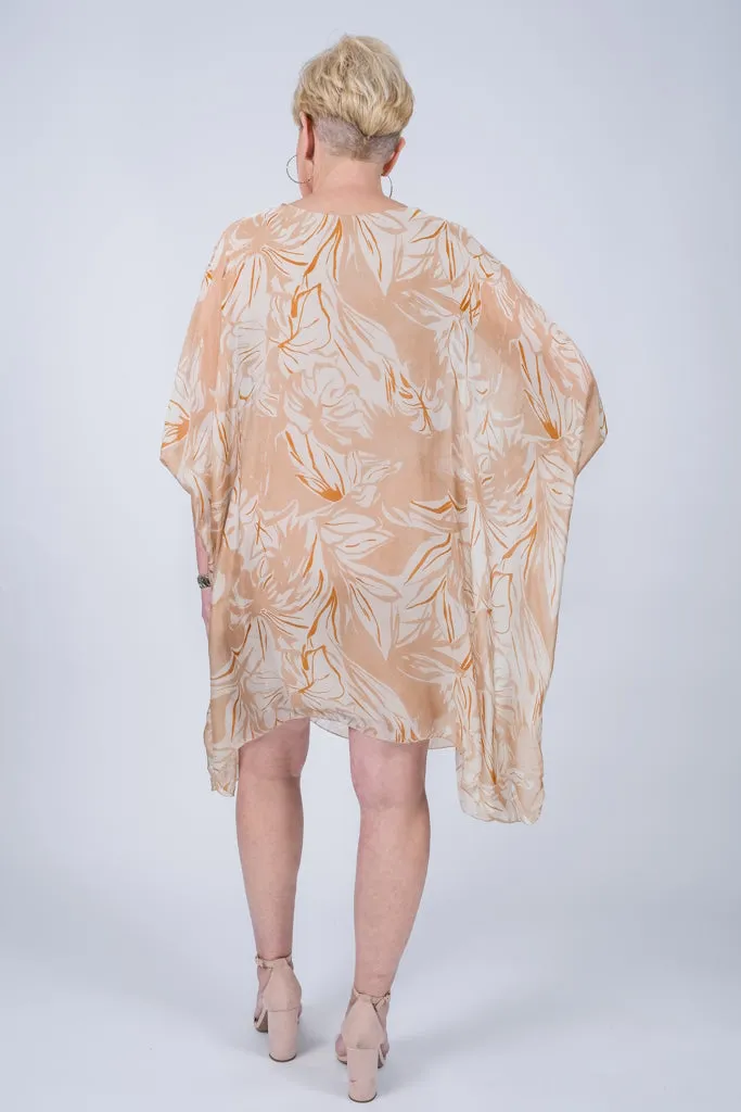Alessia Floral Silk Kaftan Dress (DQ202F)