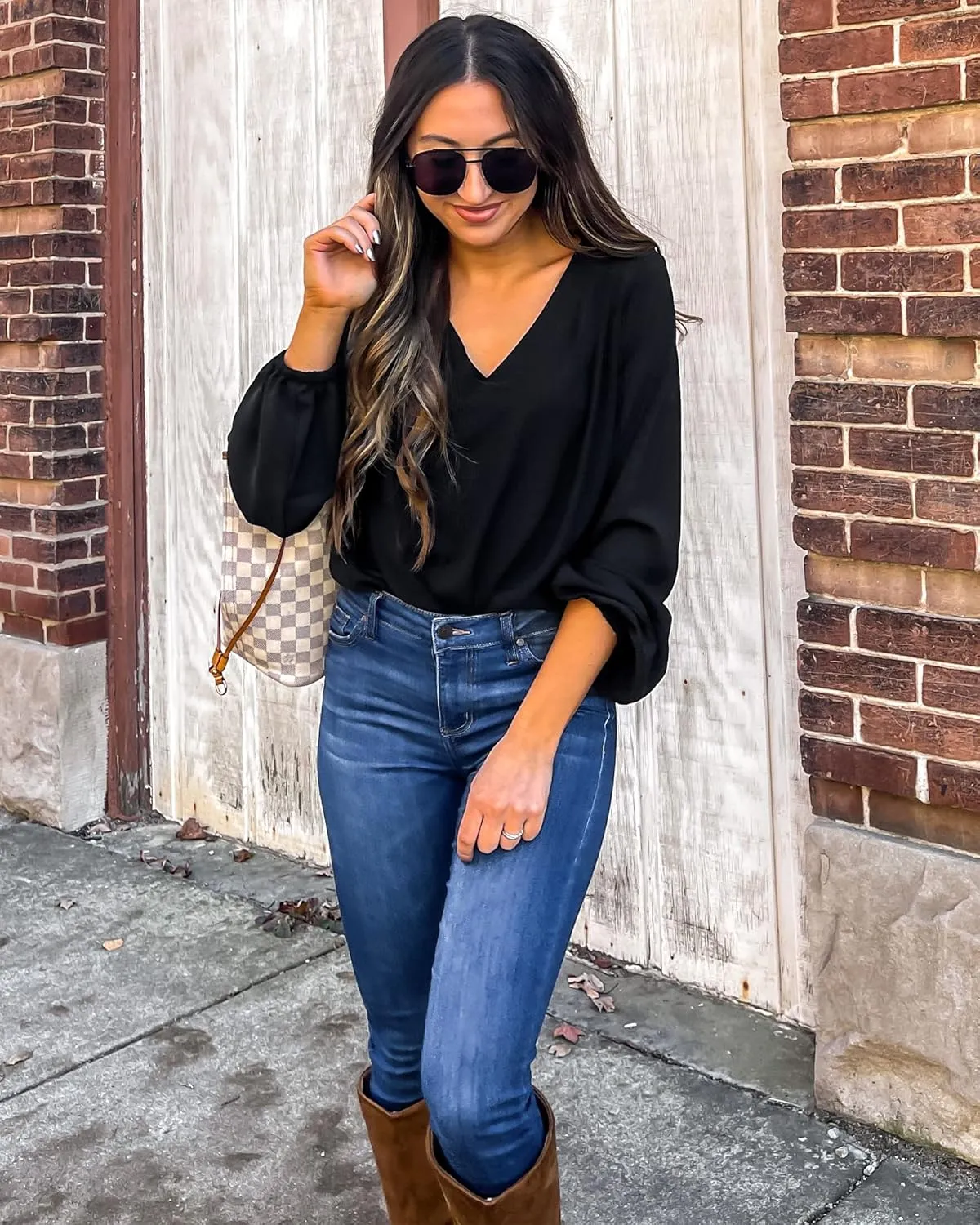 GRAPENT Womens Business Causal Tops for Women Ladies Work Blouses Dressy Long Sleeve Pleated V Neck