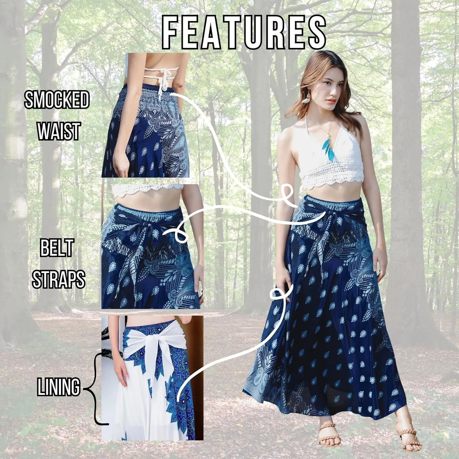 Hippie Skirt Boho Dress Bohemian Gypsy Maxi Long Skirts for Women Summer midi Beach Dress