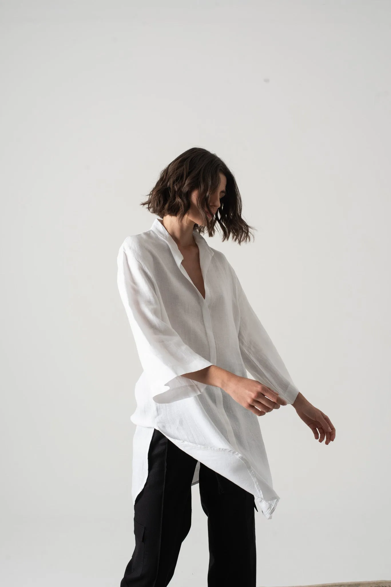 Hugo Linen Tunic Shirt White