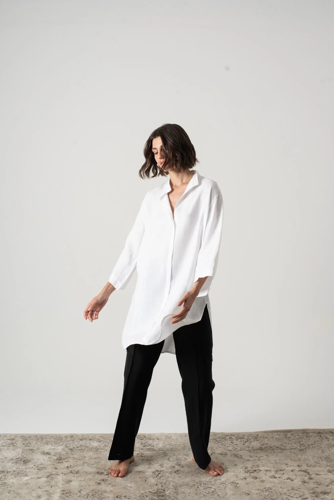 Hugo Linen Tunic Shirt White