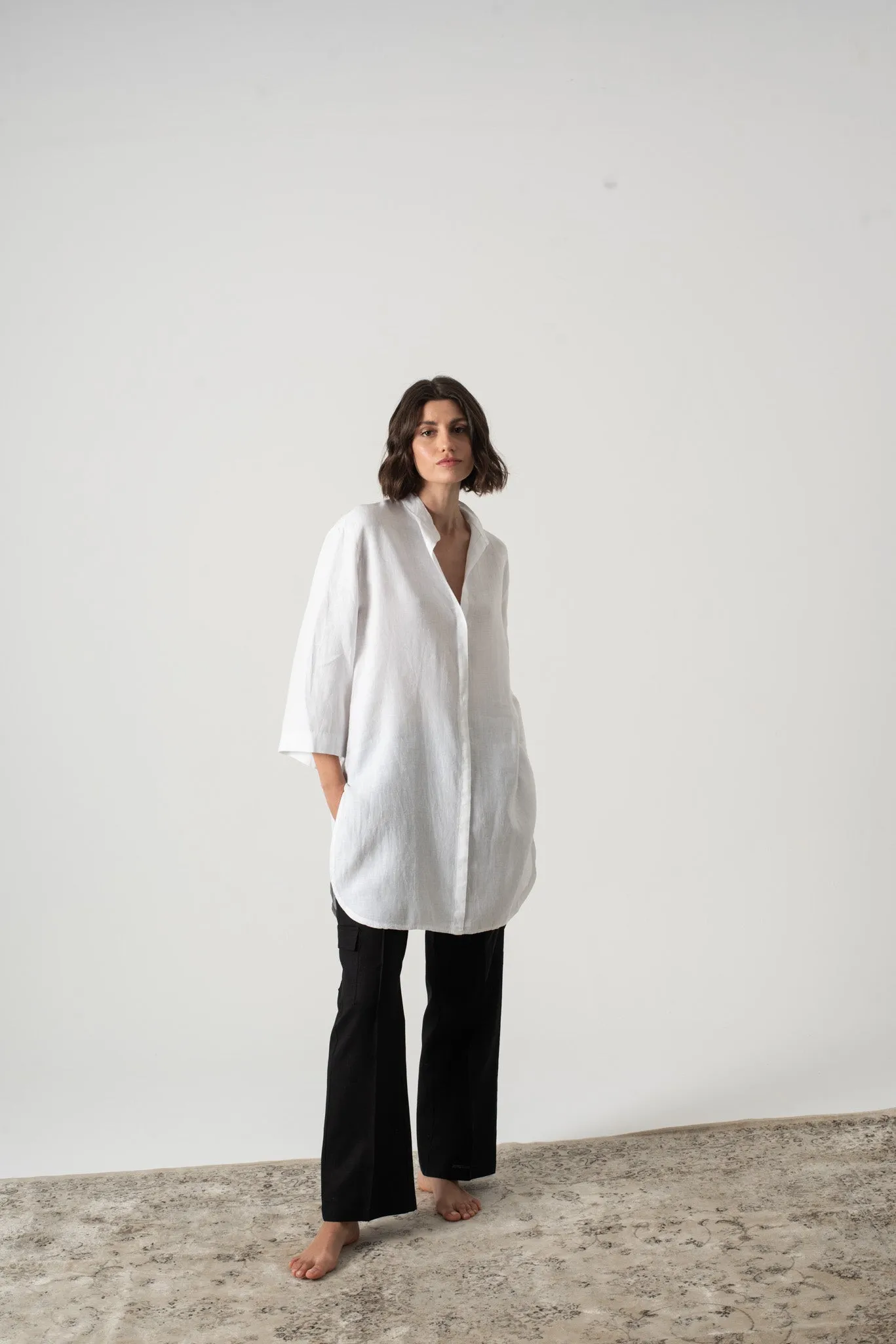 Hugo Linen Tunic Shirt White