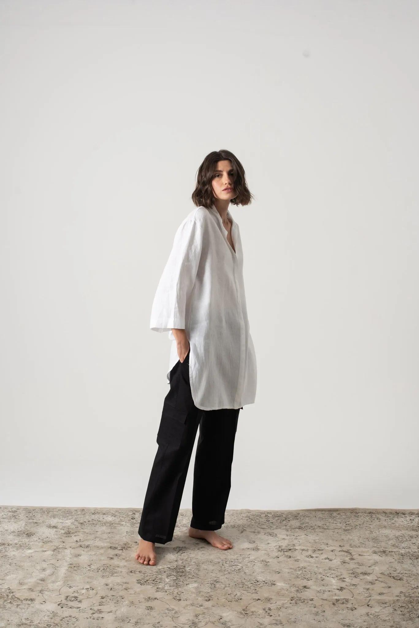 Hugo Linen Tunic Shirt White