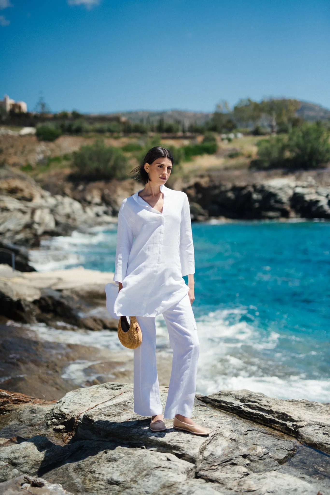 Hugo Linen Tunic Shirt White