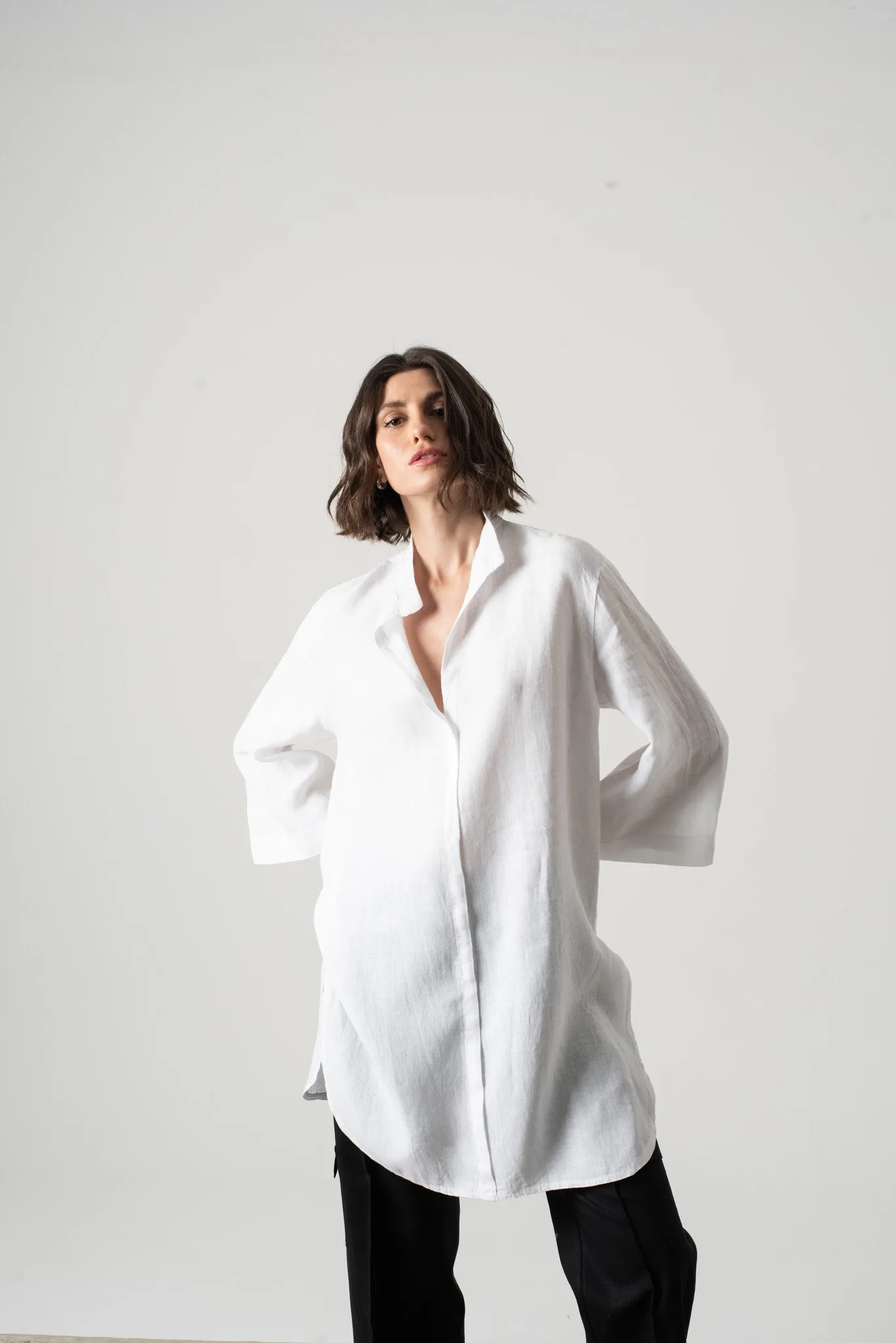 Hugo Linen Tunic Shirt White