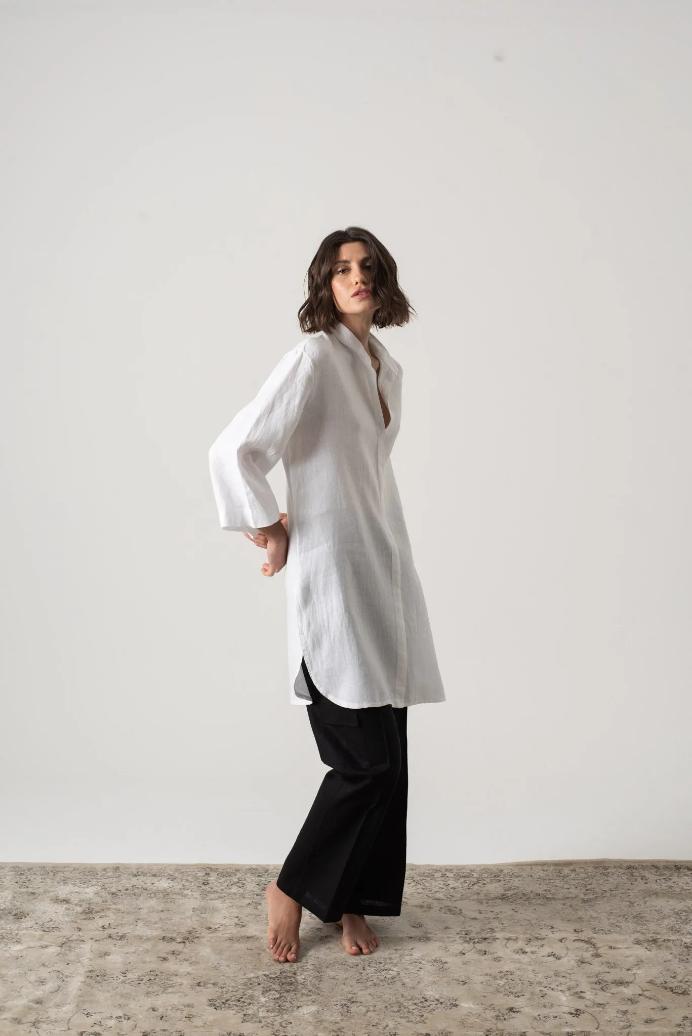 Hugo Linen Tunic Shirt White