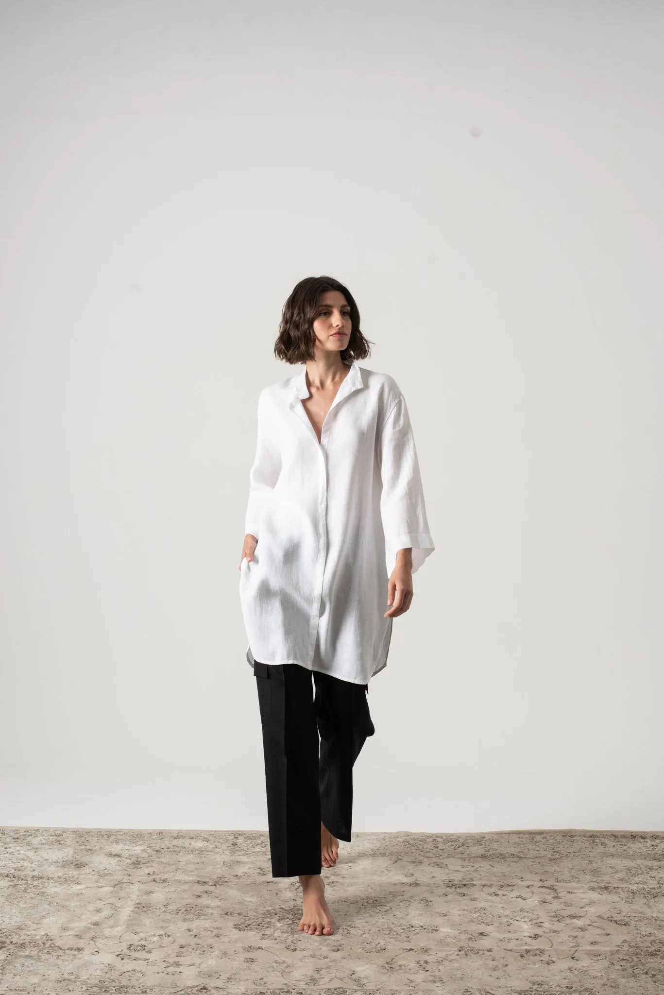 Hugo Linen Tunic Shirt White