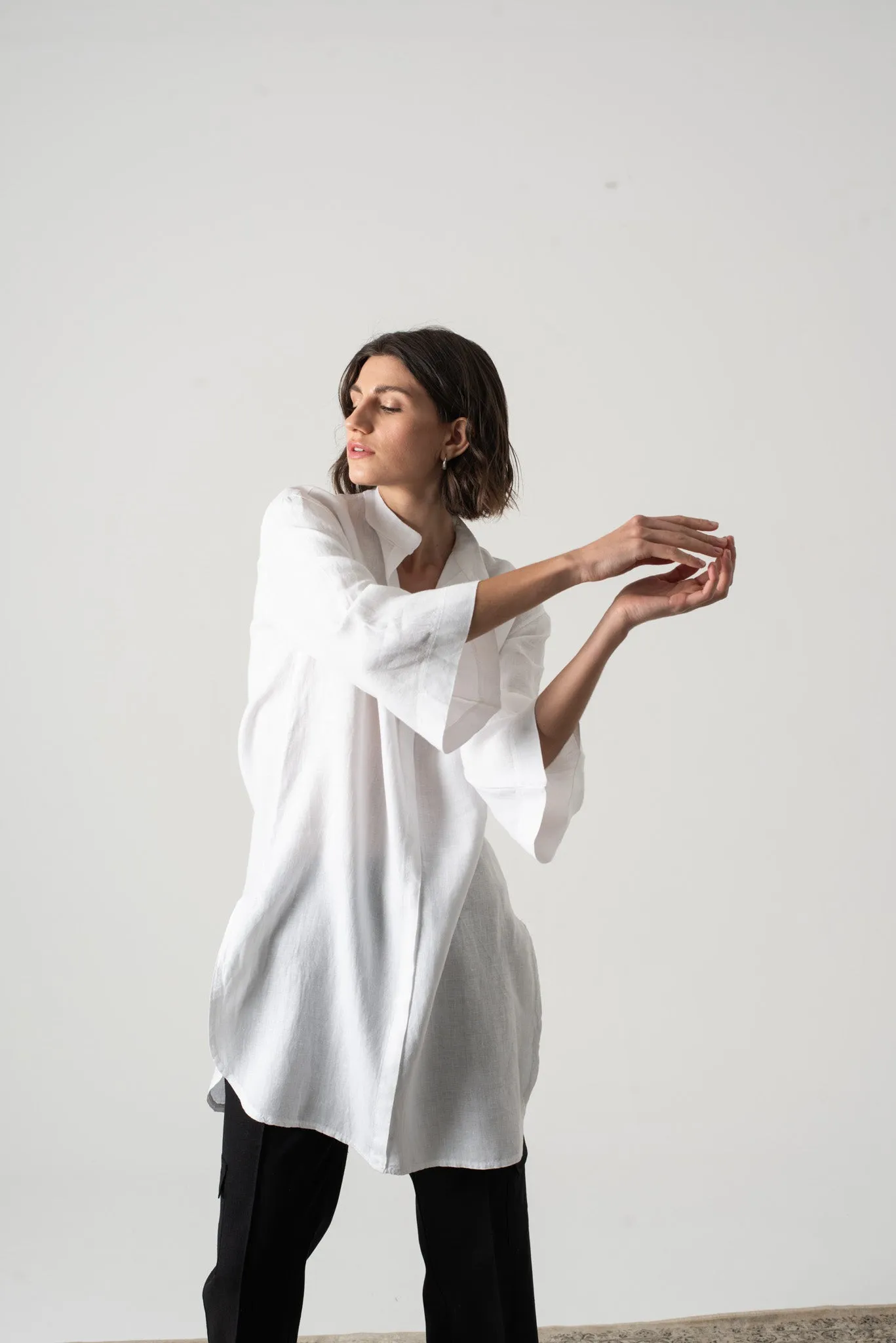 Hugo Linen Tunic Shirt White