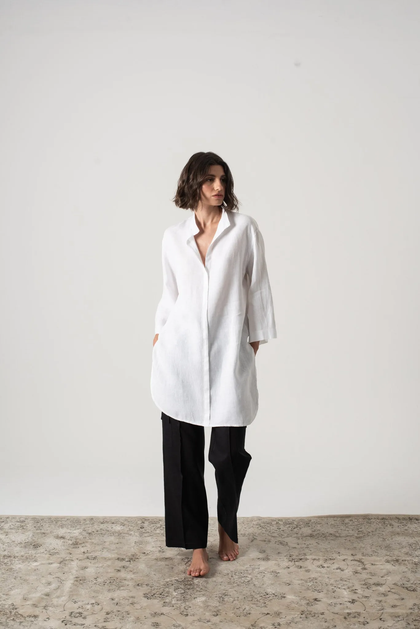 Hugo Linen Tunic Shirt White