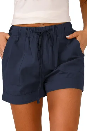 HVEPUO Women Casual Summer Shorts Elastic High Waisted Short Pants with Pockets