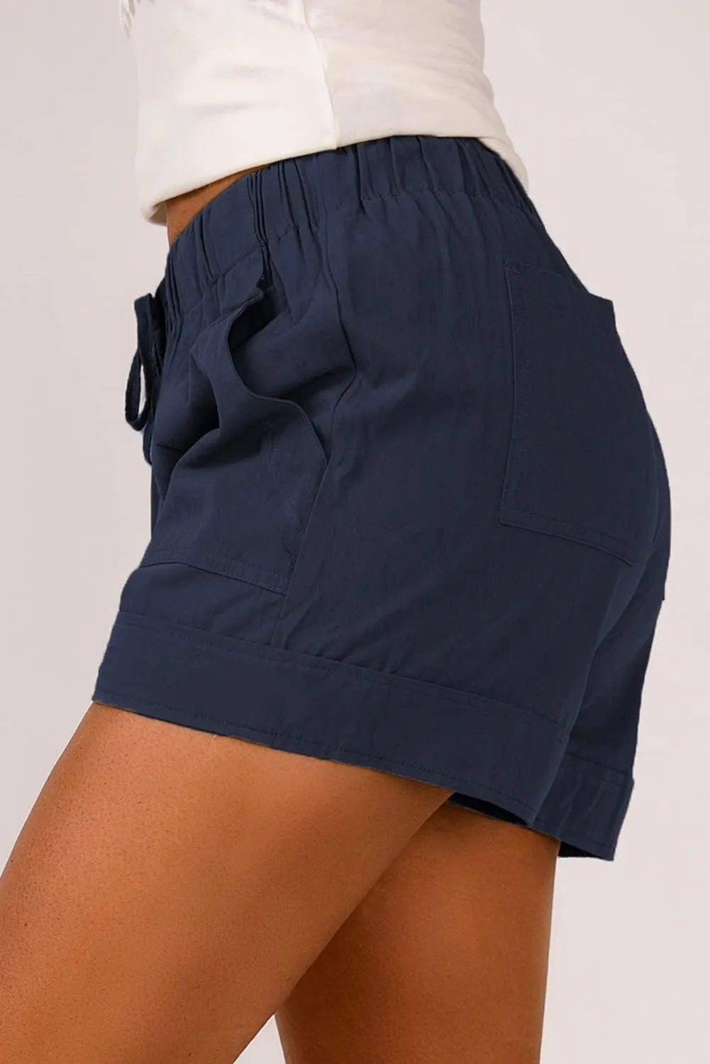 HVEPUO Women Casual Summer Shorts Elastic High Waisted Short Pants with Pockets