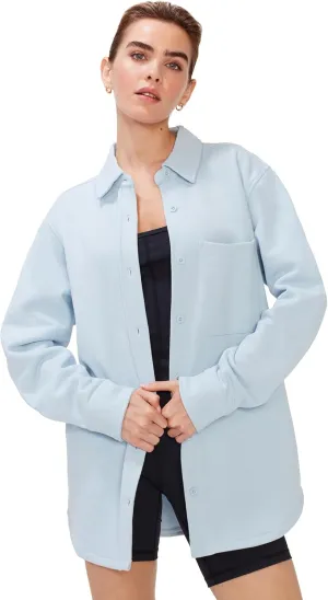 KUT & SO Womens Shacket  Midweight Fleece Shirt Jacket  Boyfriend Fit, Chic Layering Piece