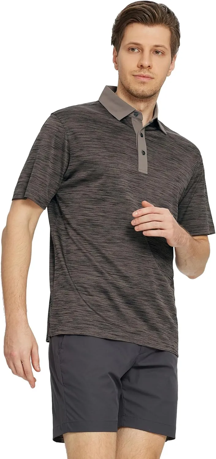 M MAELREG Golf Shirts for Men Dry Fit Short Sleeve Casual Performance Moisture Wicking Heather Pique Collared Polo Shirts