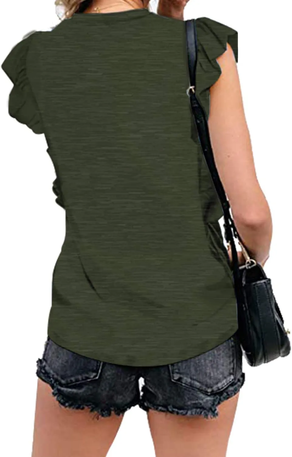 MIHOLL Women's Summer Sleeveless Tops Casual Loose Ruffle Shirts Tank Tops