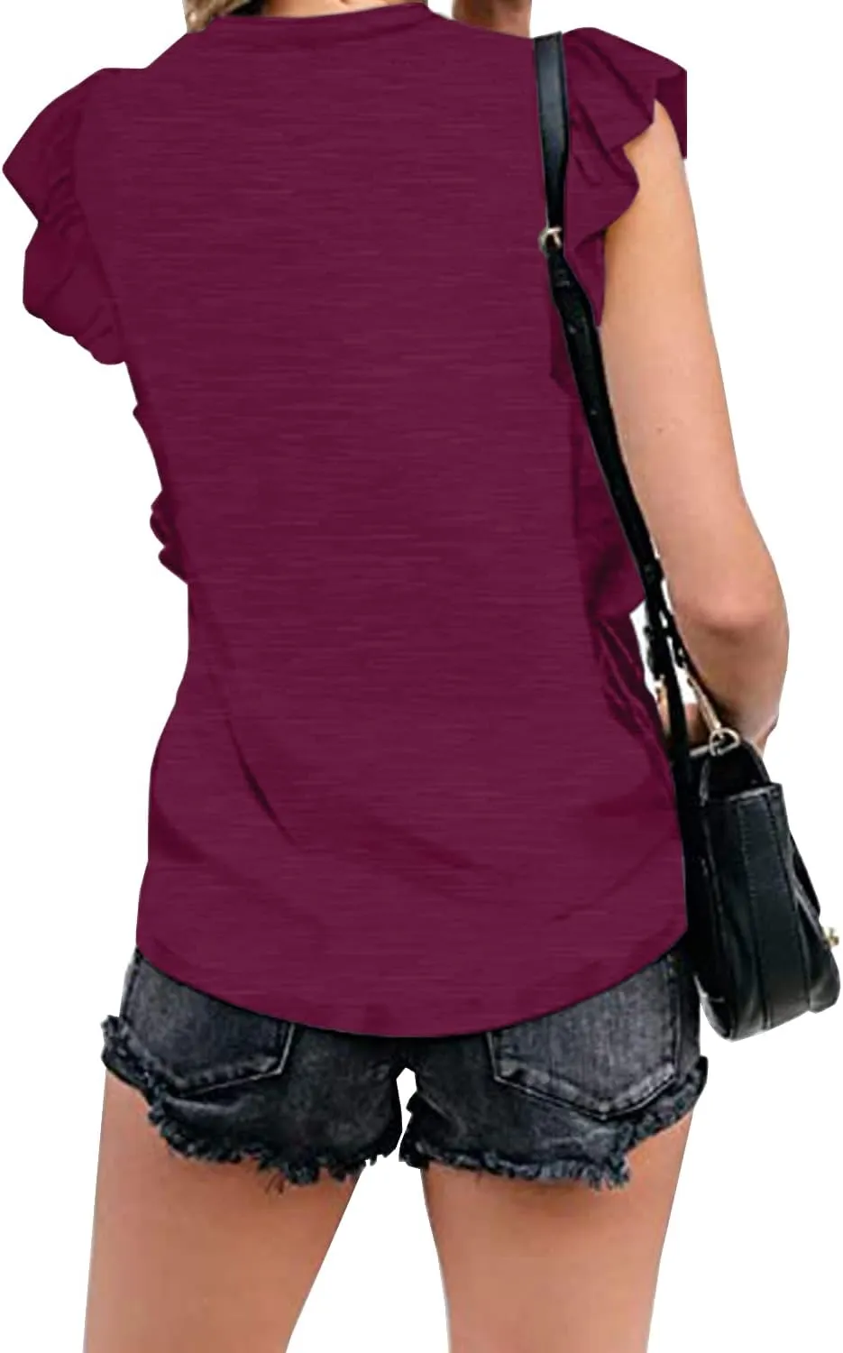 MIHOLL Women's Summer Sleeveless Tops Casual Loose Ruffle Shirts Tank Tops