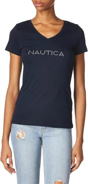 Nautica Women's Easy Comfort Supersoft 100% Cotton Classic Logo T-Shirt