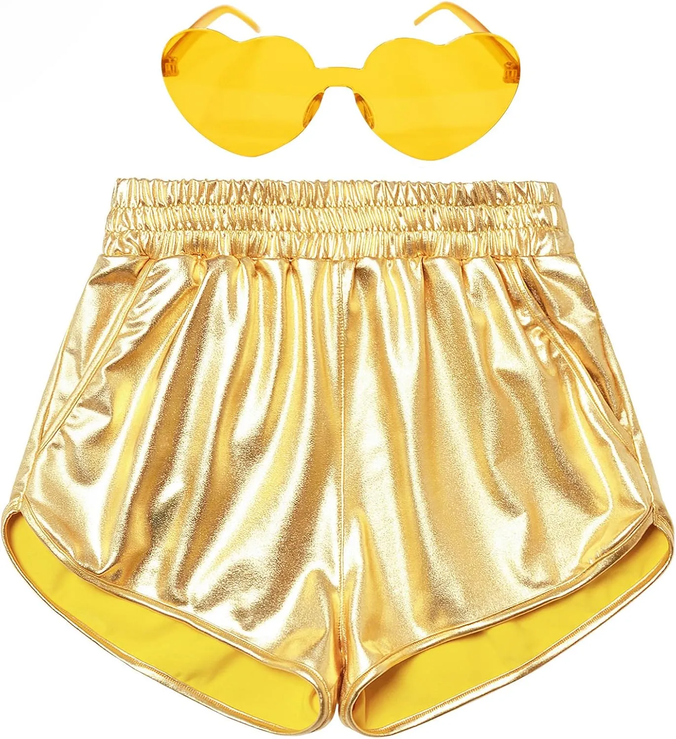 Perfashion Girls Metallic Shorts Shiny Hot Short Sparkly Party Pants &Sunglasses