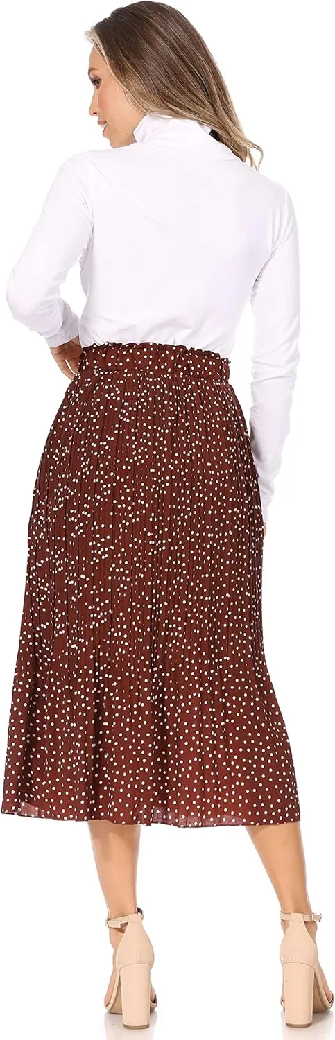 Pleated Midi Skirts for Women with Pockets, Elastic High Waisted Skirt Reg & Plus Size Womens Summer Skirts Trendy 2023