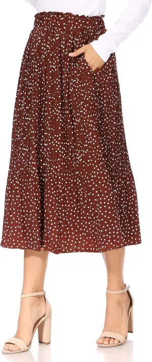 Pleated Midi Skirts for Women with Pockets, Elastic High Waisted Skirt Reg & Plus Size Womens Summer Skirts Trendy 2023