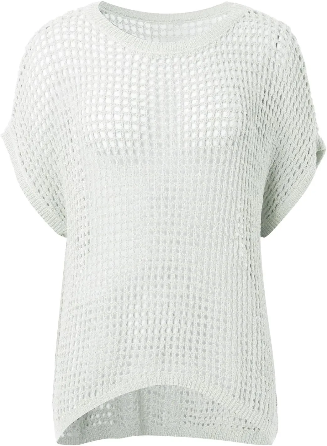 Summer Crochet Tops for Women Loose Off The Shoulder Shirts Hollow Out Knit Short Sleeve Sweater Top Beach Coverup