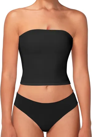 Sunzel Womens Strapless Sexy Tube Top Double Lined Sleeveless Crop Top Summer Basic Bandeau Tops for Layering or Going Out
