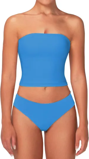 Sunzel Womens Strapless Sexy Tube Top Double Lined Sleeveless Crop Top Summer Basic Bandeau Tops for Layering or Going Out